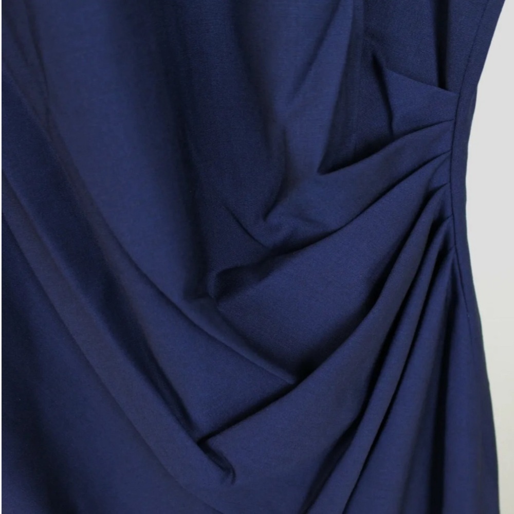 NWT Theory Sleeveless Front Ruching Sheath Dress, Sea Blue - Picture 4 of 15